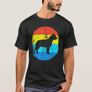 Grappige Pit Bull Hondenras Silhouette Retro Jaren T-shirt