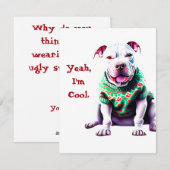 Grappige Pit Bull in Kersttrui Feestdagenkaart (Voorkant / Achterkant)