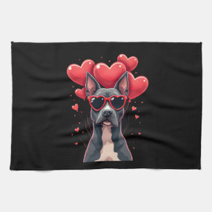 Grappige Pitbull Hart Valentijnsdag Hond Vader Moe Theedoek