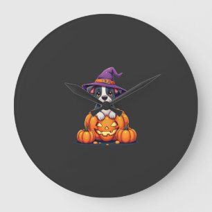 Grappige Pitbull Heksenpompomp Hond Halloween Mann Grote Klok