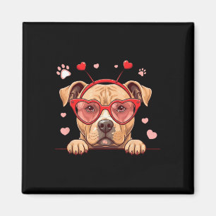 Grappige Pitbull Hond Hart Hoofddeksel Valentijnsd Magneet