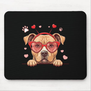 Grappige Pitbull Hond Hart Hoofddeksel Valentijnsd Muismat