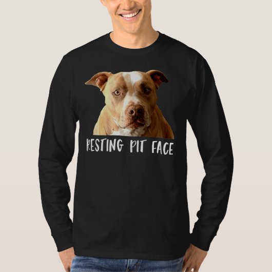 Grappige Pitbull Hond Rustende Pit gezicht T-shirt (Voorkant)