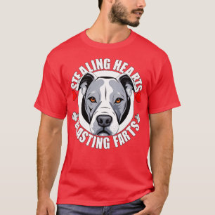 Grappige Pitbull Stealing Hearts Blasting Farts Pu T-shirt