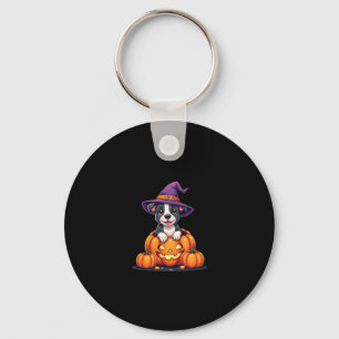 Grappige Pitbull Witch Pumpkin Dog Halloween Manne Sleutelhanger