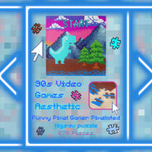 Grappige Pixel Gamer Gepixelde dinosaurus-illustra