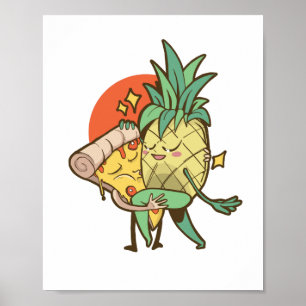 Grappige Pizza Ananas Tango Koppel Tiener Jongen M Poster