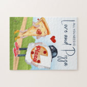 Grappige Pizza Bruiloft Feest Legpuzzel (Horizontaal)