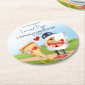 Grappige Pizza Bruiloftsfeest Ronde Kartonnen Onderzetter (Gebogen)