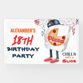 Grappige Pizza Feestje Spandoek (Horizontaal)