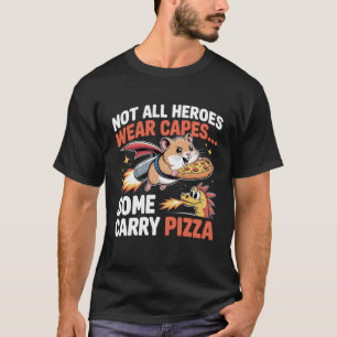 Grappige Pizza Hero Hamster Jetpack Cartoon T-shirt