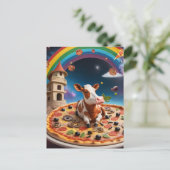 Grappige pizza Koe Briefkaart (Staand voorkant)