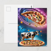 Grappige pizza Koe in de ruimte Briefkaart (Voorkant / Achterkant)
