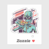Grappige Pizza Liefhebbers Grafische Cartoon ALIEN Sticker (Vel)