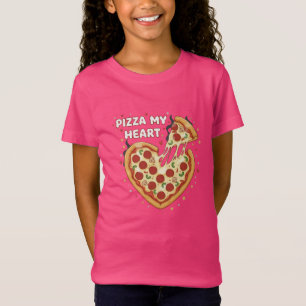 Grappige Pizza Mijn Hart Stempel Schattig Valent T-shirt