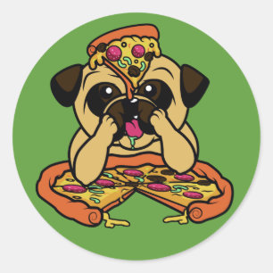 Grappige Pizza Pug stickers