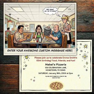 Grappige Pizza-restaurant Groepsviering Kaart