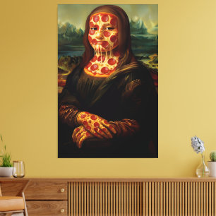 Grappige Pizza-thema Kunstparodie Canvas Afdruk