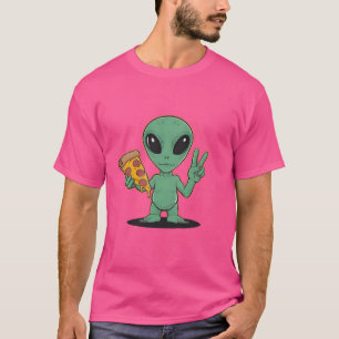 Grappige Pizza UFO Buitenaards Eten Pizza Extrater T-shirt