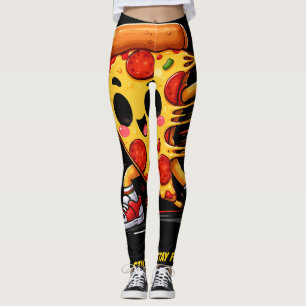 Grappige Pizza Zijwaartse Shuffle Workout Cartoon Leggings