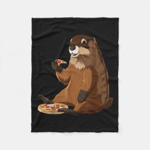 Grappige pizzaliefhebber bosmarmot fleece deken