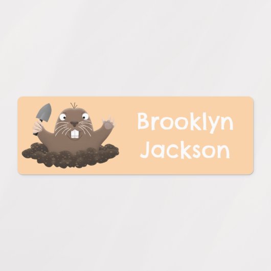 Grappige pocket gopher graven cartoon gepersonalis labels (Design 1)