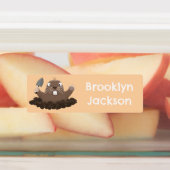 Grappige pocket gopher graven cartoon gepersonalis labels (Aangebracht)