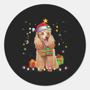 Grappige Poedel Hondenboom Kersttrui Xmas Honden Ronde Sticker