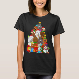 Grappige poedel kerstboom lampjes cadeau Hondenlie T-shirt