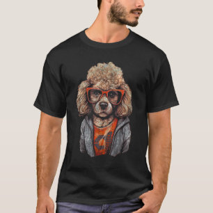 Grappige poedel met een nerdbril t-shirt