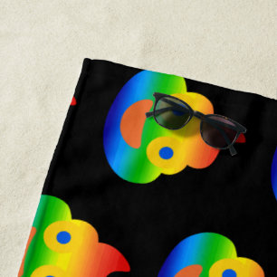 Grappige Poep Emoji Regenboog Kleur Glimlachend Ge Strandlaken