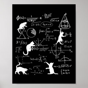 Grappige poes spelen met Wiskunde formules kitten Poster