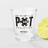 Grappige Poker Humor Pot Verslaving Shot Glas (Voorkant)
