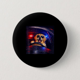 Grappige politie golden retriever rijdt auto hond ronde button 5,7 cm