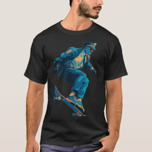Grappige politie met skateboard voor agenten en sk t-shirt