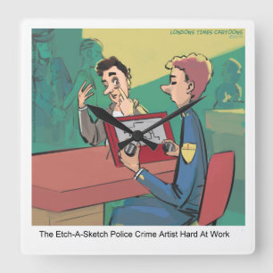 Grappige politie misdaad schetstekenaar Rick Londo Vierkante Klok