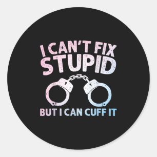 Grappige politieagent kunst voor mannen vrouwen po ronde sticker