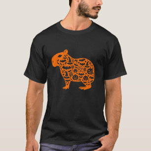 Grappige pompoen Capybara Snoep Halloween Mannen v T-shirt