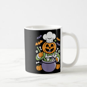 Grappige pompoen chef koken Halloween Cauldron Des Koffiemok