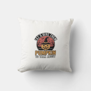 Grappige Pompoen Halloween Vintage Shirt Ontwerp_1 Kussen