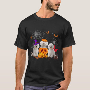 Grappige Pompoen Heks Bichon Frise Hond Halloween T-shirt