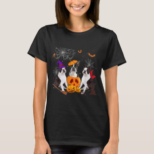 Grappige Pompoen Heks Boston Terrier Hond Hallowee T-shirt