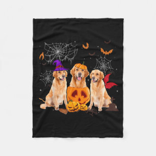 Grappige Pompoen Heks Goud Retriever Hond Hallowee Fleece Deken