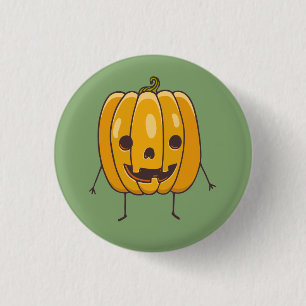 Grappige pompoen illustratie Button
