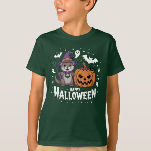 Grappige pompoen otter liefhebber Happy Halloween T-shirt
