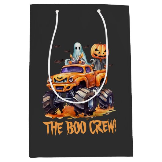 Grappige pompoen Schattige Monster Truck Modern Ha Medium Cadeauzakje (Voorkant)