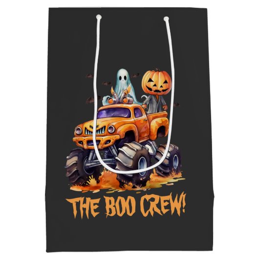 Grappige pompoen Schattige Monster Truck Modern Ha Medium Cadeauzakje (Achterkant)