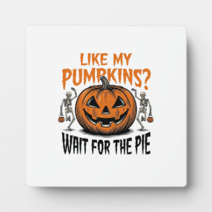 Grappige Pompoen Skelet Halloween Taart Shirt_1 Fotoplaat