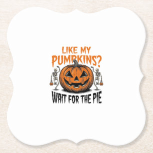 Grappige Pompoen Skelet Halloween Taart Shirt_1 Kartonnen Onderzetters