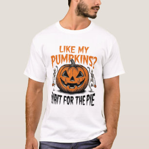 Grappige Pompoen Skelet Halloween Taart Shirt_1 T-shirt